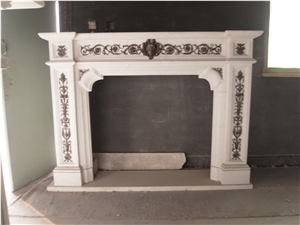 White Marble Cast Bronze/Brass Fireplace Mantels