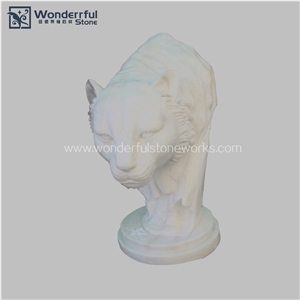 White Marble Puma Sculpture Animal Bust Statue