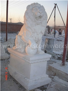 White Marble Puma Sculpture Animal Bust Statue