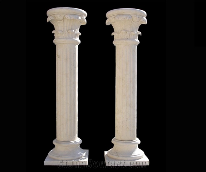White Marble Sculptured Stone Column Stone Pillars