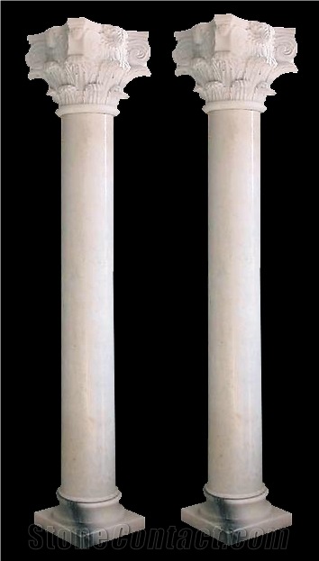 White Marble Sculptured Stone Column Stone Pillars