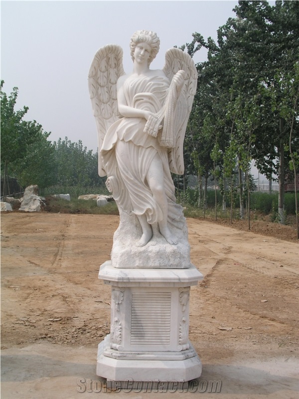 White Marble Statues Handcarved Angel Sculpture