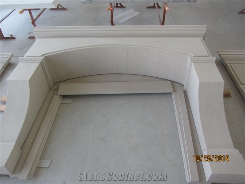 White Sandstone Fireplace Mantels Surrounds Hearth