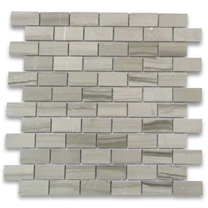 Athen Grey Marble Honed / Polished Brick Mosaic