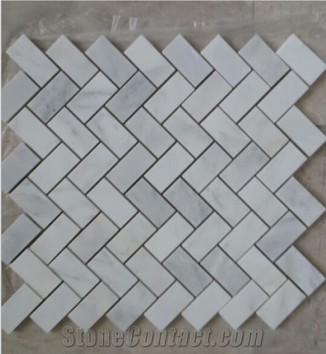 Backsplash Mosaic Marble Herringbone Mosaic
