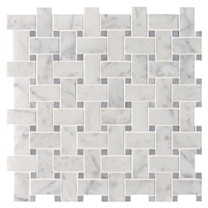 Basketweave White Marble Bathroom Wall Mosaic