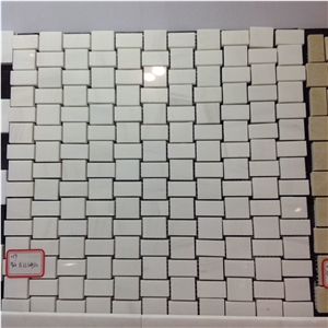 Basketweave White Marble Bathroom Wall Mosaic
