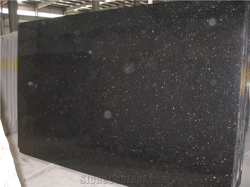 Black Galaxy Granite Slabs Polished Tiles