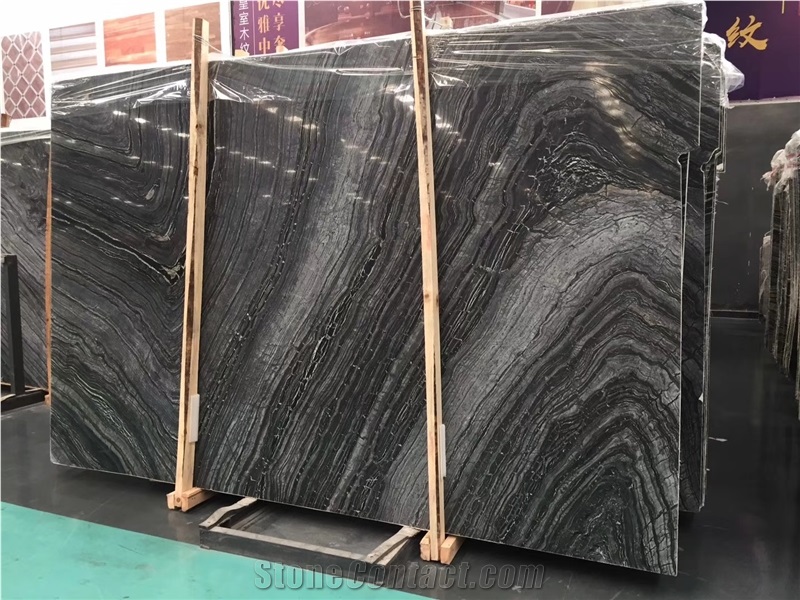 Black Serpeggianite Wood Marble Slabs