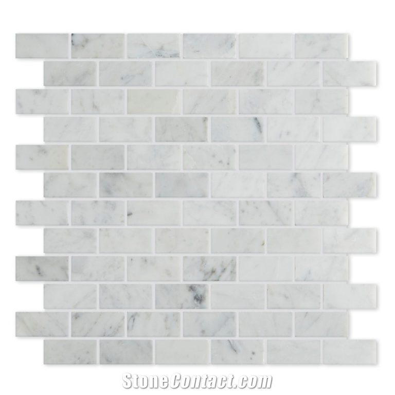 Brick White Marble Bathroom Floor Mosaic
