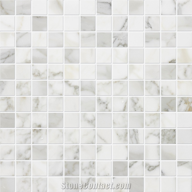 Calacatta Beasketweave Floor Mosaic for Bathroom