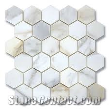 Calacatta Hexagon Bathroom Wall Mosaic