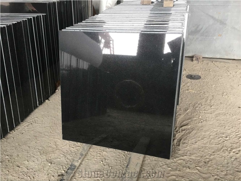 China Black Granite 2cm Slabs Polished Floor Tiles
