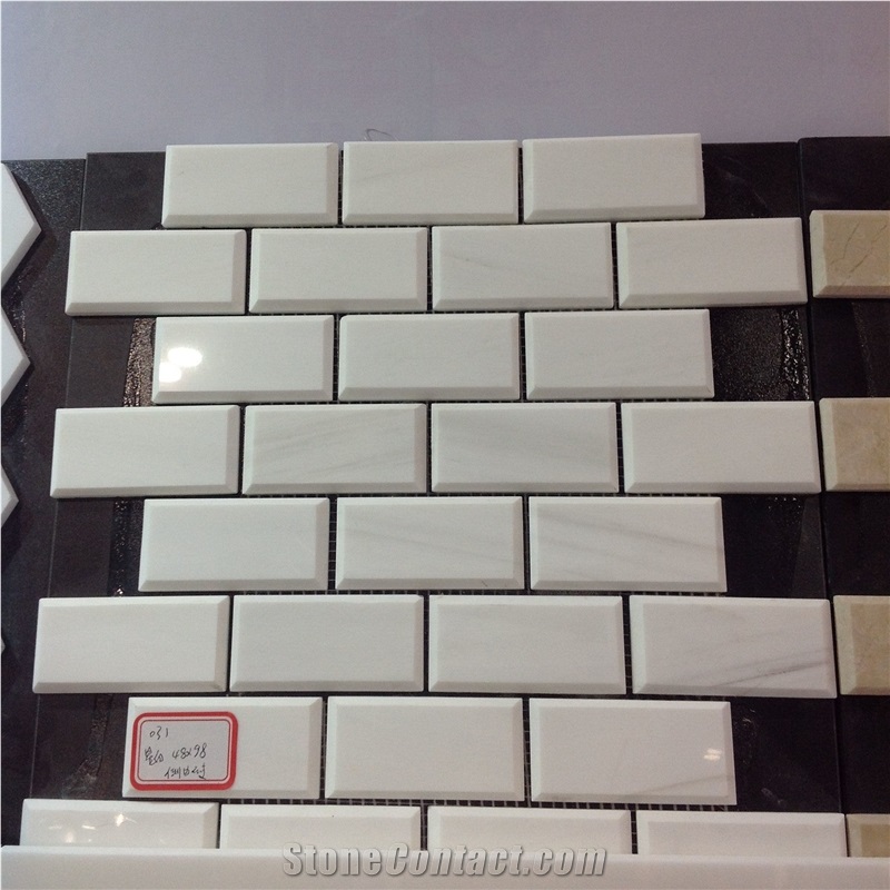 Classic Mosaic White Marble Brick Bathroom Mosaic