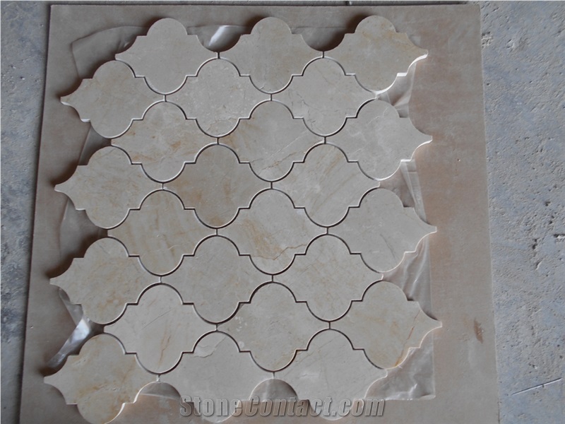 Crema Marfil Arabesque Marble Wall Mosaic