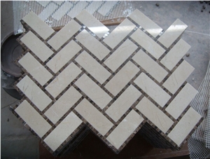Crema Marfil Brick Marble Mosaic Floor Mosaic