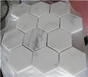 Hexagon Classic Marble Bathroom Wall Mosaic