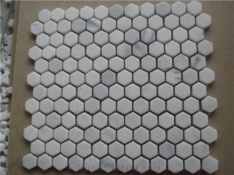 Hexagon Mosaic Oriental White Marble Mosaic