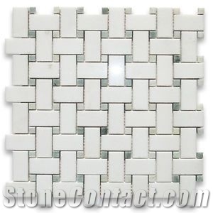 Marble Basketweave Bathroom Floor Mosaic