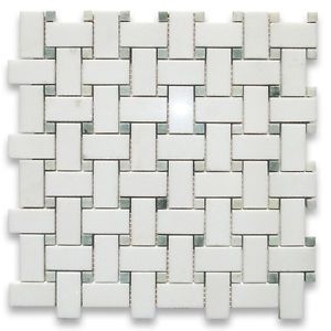 Marble Basketweave Bathroom Floor Mosaic