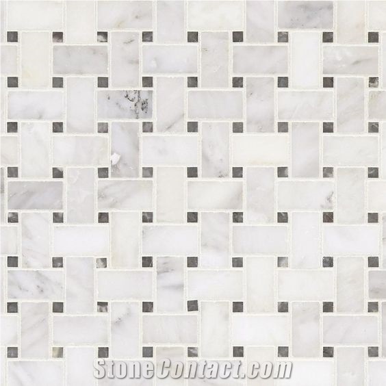Marble Basketweave Bathroom Wall Mosaic