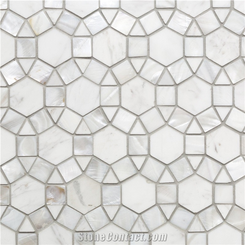 New Design White Marble Bathroom Wall Mosaic