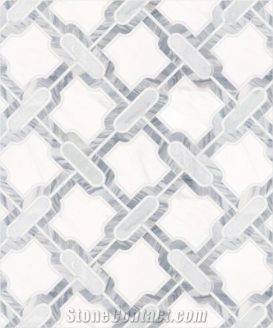 New Marble Waterjet Bathroom Wall Pattern Mosaic