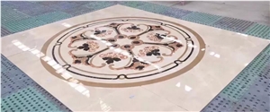 New Square Waterjet Cut Marble Carpet Medallion