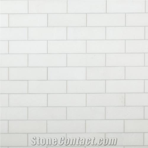 Thassos Brick Marble Bathroom Floor Mosaic