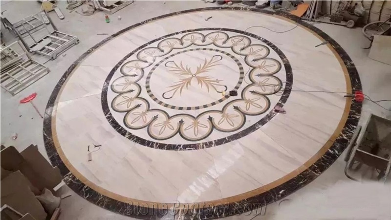 Uae Market Marble Floor Waterjet Carpet Medallions