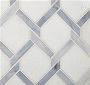 Waterjet Cut Marble Bathroom Wall Pattern Mosaic