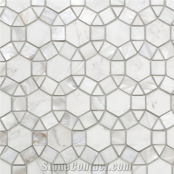 Waterjet Cut Marble Bathroom Wall Pattern Mosaic