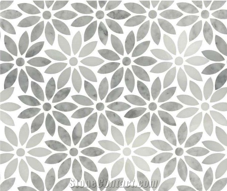 White & Grey Marble Mosaic Kitchen Pattern Mosaic