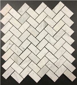 White Marble Herringbone Floor Mosaic Wall Mosaic