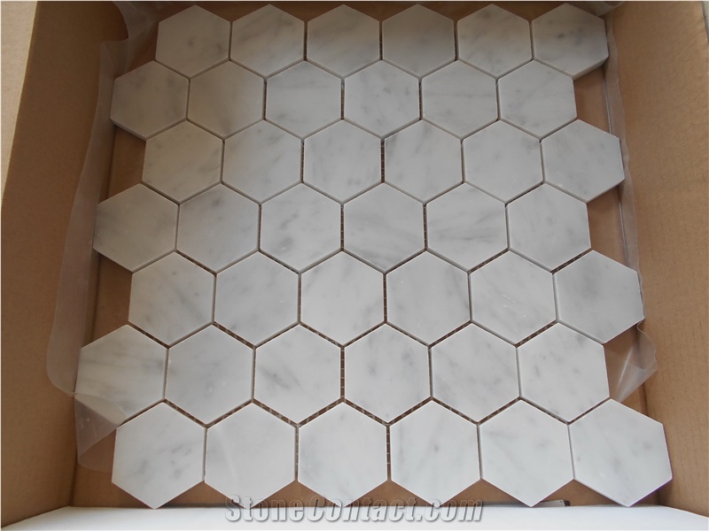 White Marble Hexagon Backsplash Wall Mosaic