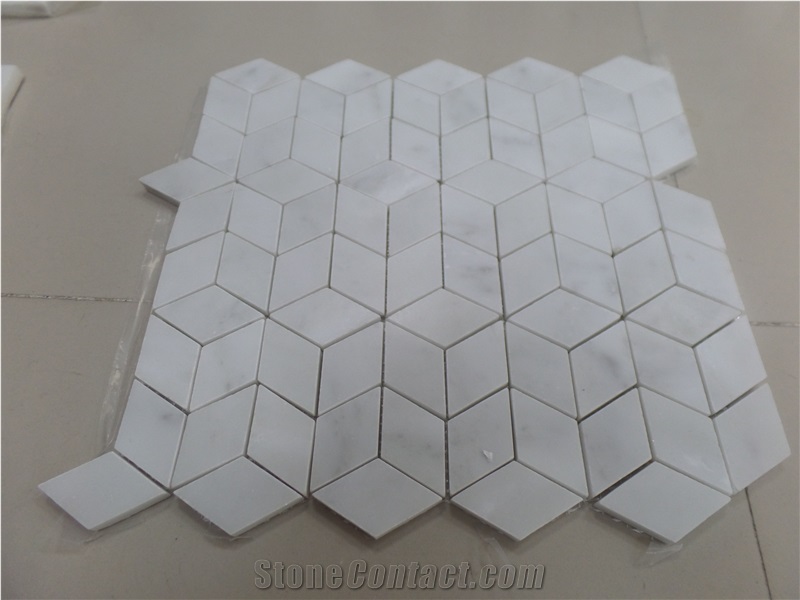 White Marble Wall Mosaic Tiles for Bathroom