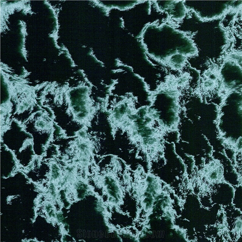 Dark Green Decorative Pattern Vemy Quartz Stone