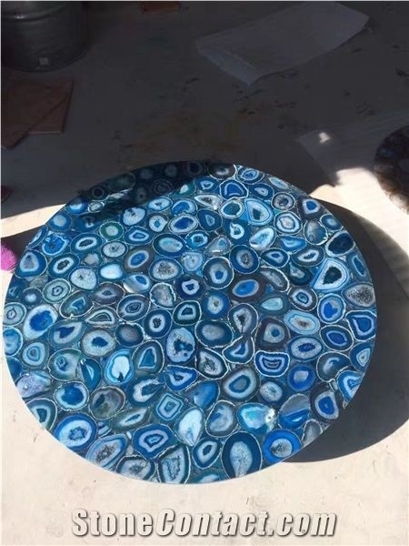 Blue Agate Agate Plate Natural Semi-Precious Stone