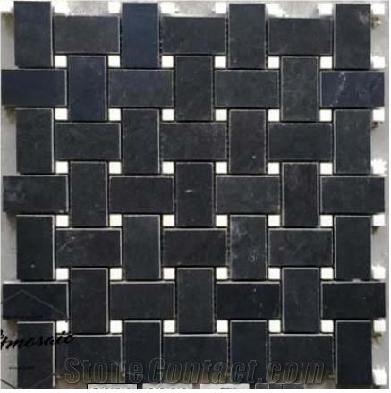 Chip 23x46mm Black Weave Stone Mosaic Vietnam
