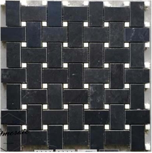 Chip 23x46mm Black Weave Stone Mosaic Vietnam