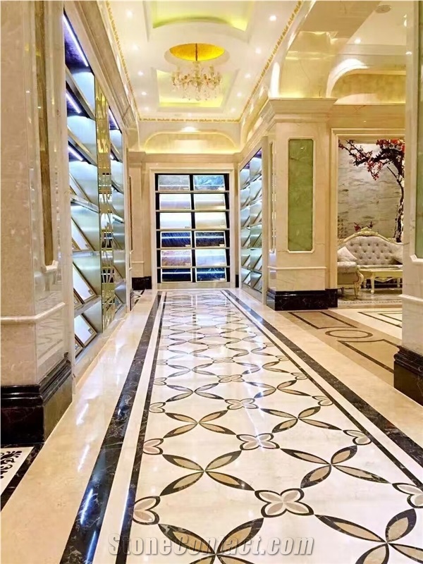 Applications with Our Marble Interior Stone, Waterjet Medallions