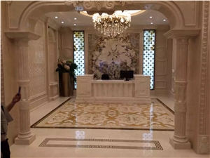 Applications with Our Marble Interior Stone, Waterjet Medallions