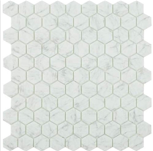 Hexagonal Carrara White Marble Mosaic