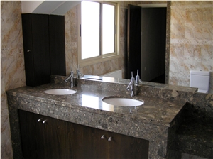 Vermion Grey Breccia Marble Bathroom Countertop