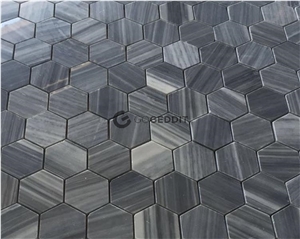 2" Polished Bardiglio Gray Marble Hexagon Mosaic