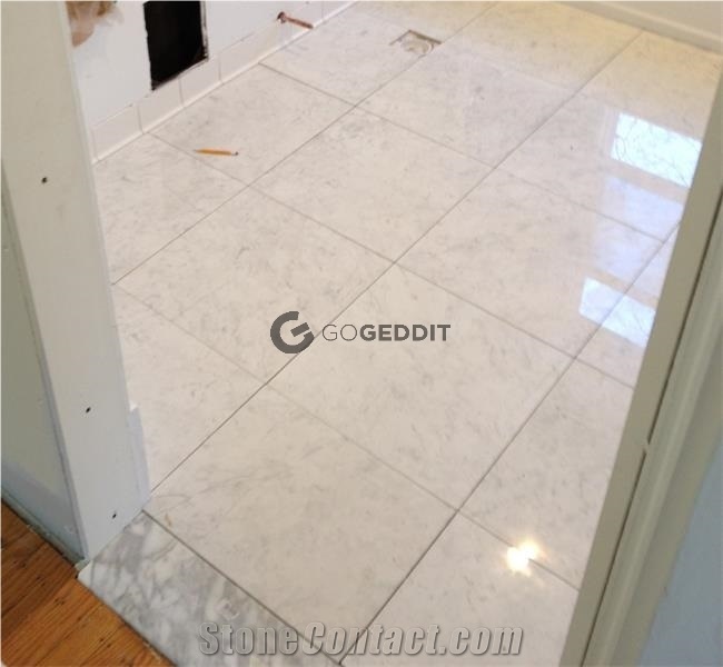 24x24 Carrara White Marble Floor Tile, Fake White Marble Flooring