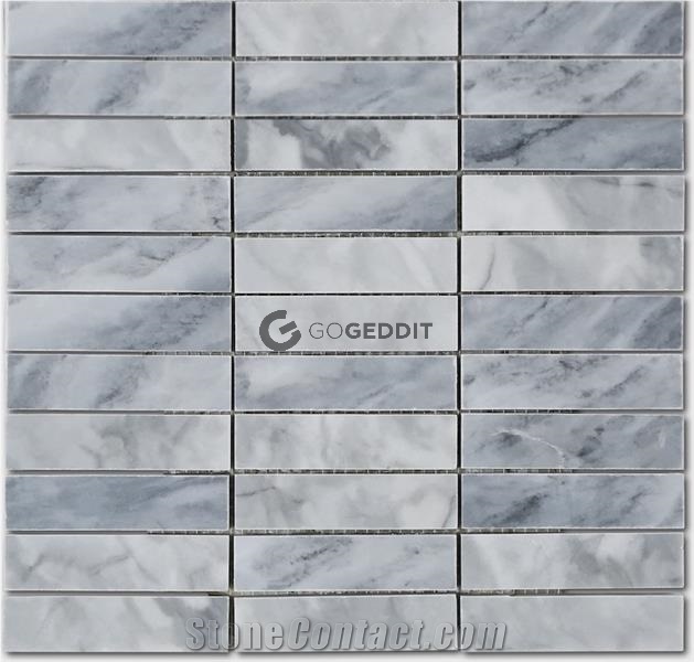 Bardiglio Gray 1x4" Stacked Honed Marble Mosaic