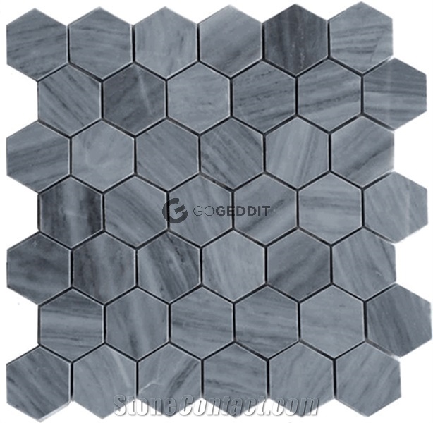 Bardiglio Gray Honed 2" Hexagon Marble Mosaic Tile