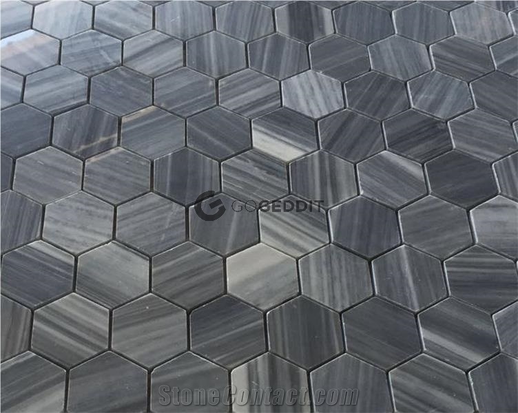 Bardiglio Gray Honed 2" Hexagon Marble Mosaic Tile