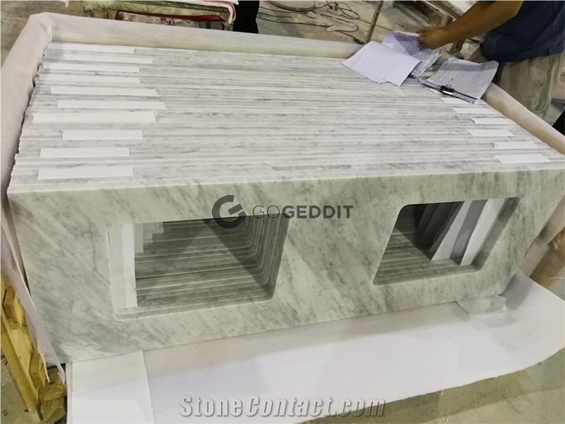 Bianco Carrara Marble Double Vanity Countertop